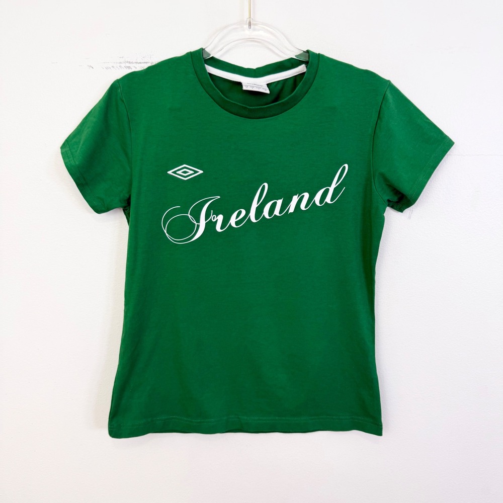 Umbro Ireland Soccer Football Green Graphic T-Shirt Women's Size 8